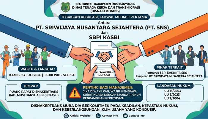 Disnakertrans Muba Jadwalkan Mediasi Pertama PT SNS dan SBPI KASBI