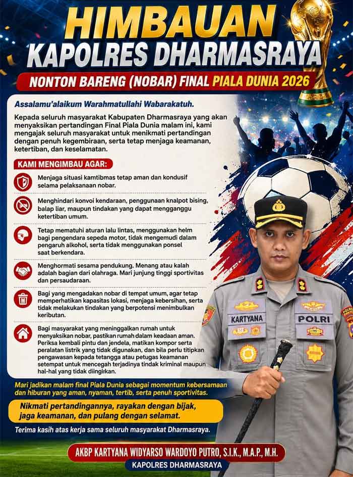 Sambut Final Piala Dunia 2026, Kapolres Dharmasraya Ajak Warga Nobar Tertib dan Pulang Selamat 2 Kapolres Dharmasraya ajak Warga Nobar Final Piala Dunia 2026 Tertib
