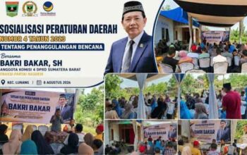 Anggota Komisi IV DPRD Sumbar, Bakri Bakar Sosialisasikan Perda Penanggulangan Bencana di Kecamatan Lunang, Kabupaten Pesisir Selatan