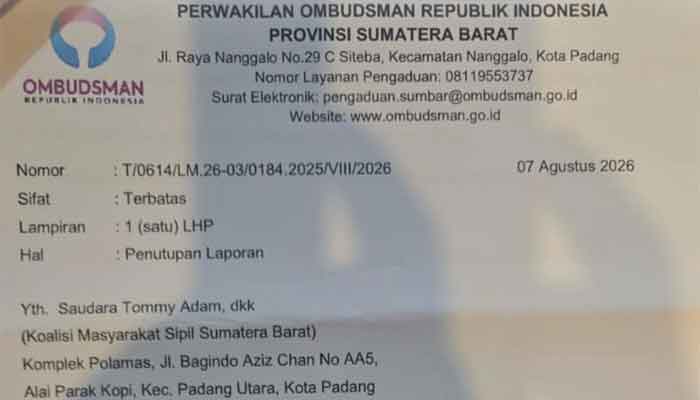 Ombudsman Sumbar Pastikan Tak Ada Maladministrasi Perizinan, Dokumen Lingkungan PT SPS Kini Ditangani Pusat 1 Ombudsman Sumbar Pastikan Tak Ada Maladministrasi Proses Lingkungan PT SPS