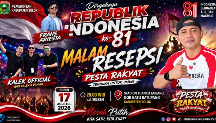 Pemkab Solok Suguhkan Malam Resepsi dan Pesta Rakyat HUT RI ke-81