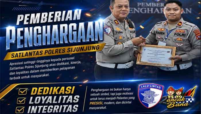 Satlantas Polres Sijunjung Terima 3 Penghargaan dari Dirlantas Polda Sumbar