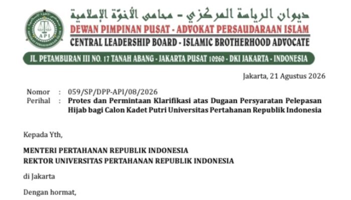 DPP API Protes Dugaan Larangan Hijab di UNHAN, Minta Menhan dan Rektor Beri Klarifikasi