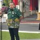 Asisten Administrasi Umum Setda Provinsi Sumbar, Medi Iswandi saat menyampaikan imbauan Gubernur kepada ASN untuk berdonasi bagi korban terdampak bencana gempa di NTT saat memimpin apel pagi.