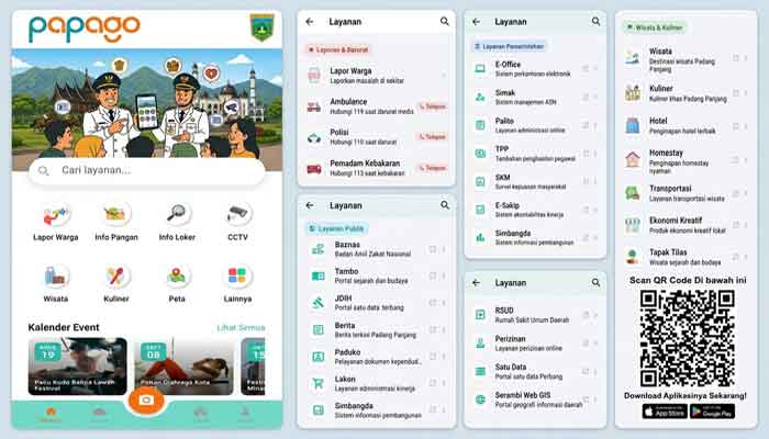 PAPAGO Hadirkan Beragam Layanan Publik bagi Masyarakat Padang Panjang dalam Satu Aplikasi 3 Tampilan Aplikasi PAPAGO
