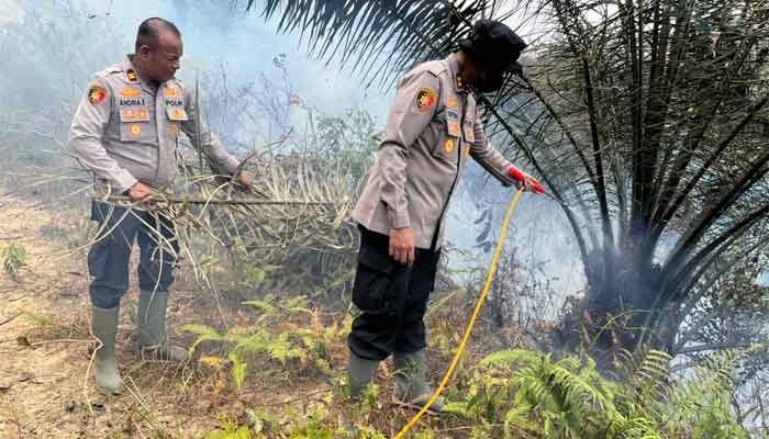 Titik Api Terdeteksi di Nagari Panyubarangan, Kapolres Dharmasraya Turun ke Lokasi Karhutla 1 Kapolres Dharmasraya, AKBP Kartyana Widyarso Wardoyo bersama jajaran turun ke Lokasi Karhutla di Nagari Panyubarangan, Kecamatan Timpeh