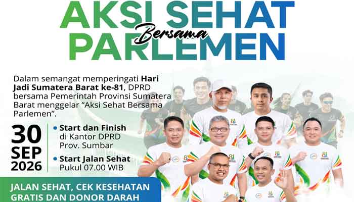 Ketua DPRD Sumbar Ajak Warga Ikuti Aksi Sehat Bersama Parlemen, Banyak Hadiah Menanti 1 DPRD Sumbar gelar Aksi Sehat Bersama Parlemen