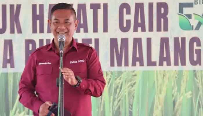 DPRD Kabupaten Malang Dorong Inovasi Pertanian Berkelanjutan melalui Panen Raya Padi Sukma 2 Ketua DPRD Kabupaten Malang, Darmadi saat panen raya Padi Sukma