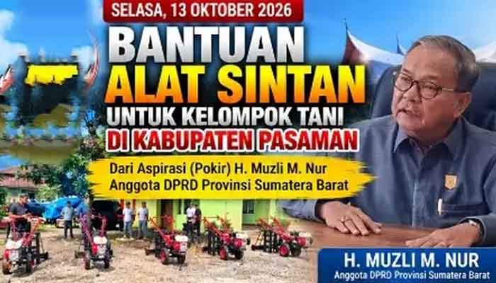 Muzli M Nur Salurkan Bantuan Alsintan untuk Kelompok Tani di Pasaman