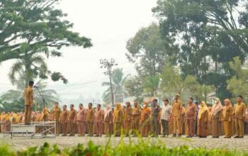Pemkab Solsel Ajak Masyarakat Gunakan Hak Pilih pada Pilwana Serentak 7 Oktober 4 Wakil Bupati H. Yulian Efi saat memimpin Apel Gabungan ASN Pemkab Solok Selatan